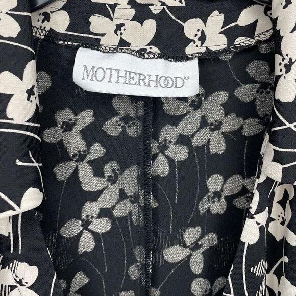 MOTHERHOOD Black Floral Maternity Jersey Dress Wrap Stretch Short Sleeve Medium - Picture 5 of 7
